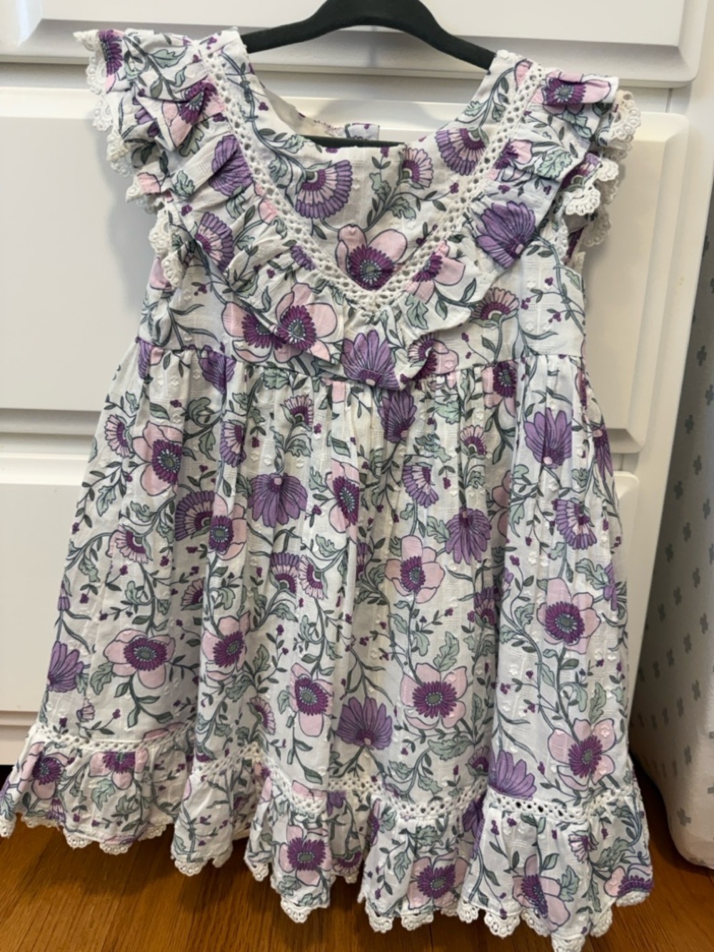 Purple floral sleeveless toddler dress 2T